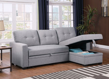 Load image into Gallery viewer, Upholstered Pull Out Sectional Sofa With Chaise