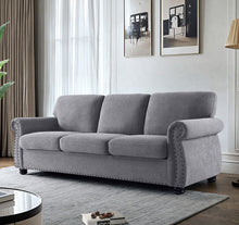 Load image into Gallery viewer, Soft Sofa, Upholstered 3 Seater Couch With High Density Foam, Loose Back Cushions And Turned Legs