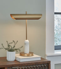 Load image into Gallery viewer, Rowleigh - Marble Desk Lamp - Gold Finish / White