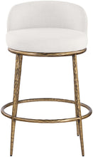 Load image into Gallery viewer, Ferro - Linen Textured Performance Fabric Upholstered Counter Stool - Cream / Brushed Gold