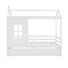 Load image into Gallery viewer, Twin Size Classic House Bed With Twin Size Trundle - White