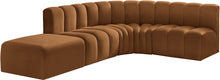 Load image into Gallery viewer, Arc - Velvet 5 Piece Corner Modular Sofa - Saddle
