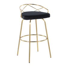 Load image into Gallery viewer, Charlotte - Glam Glam / Art Deco Fixed Height Barstool With Swivel With Round Footrest (Set of 2)