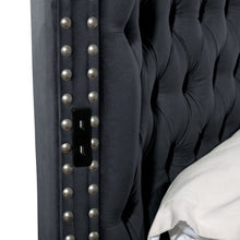 Load image into Gallery viewer, Hazel - Queen Size Tufted Storage Bed & Bluetooth Speakers, USB Port - Black