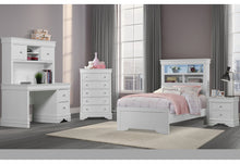 Load image into Gallery viewer, Pompei - 4 Piece Twin Bedroom Set (Bookcase Twin Bed, Dresser, Mirror And Nightstand) - White