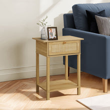 Load image into Gallery viewer, Accent Table With Storage Drawer, 2 Tier Nightstand For Living Room - Natural