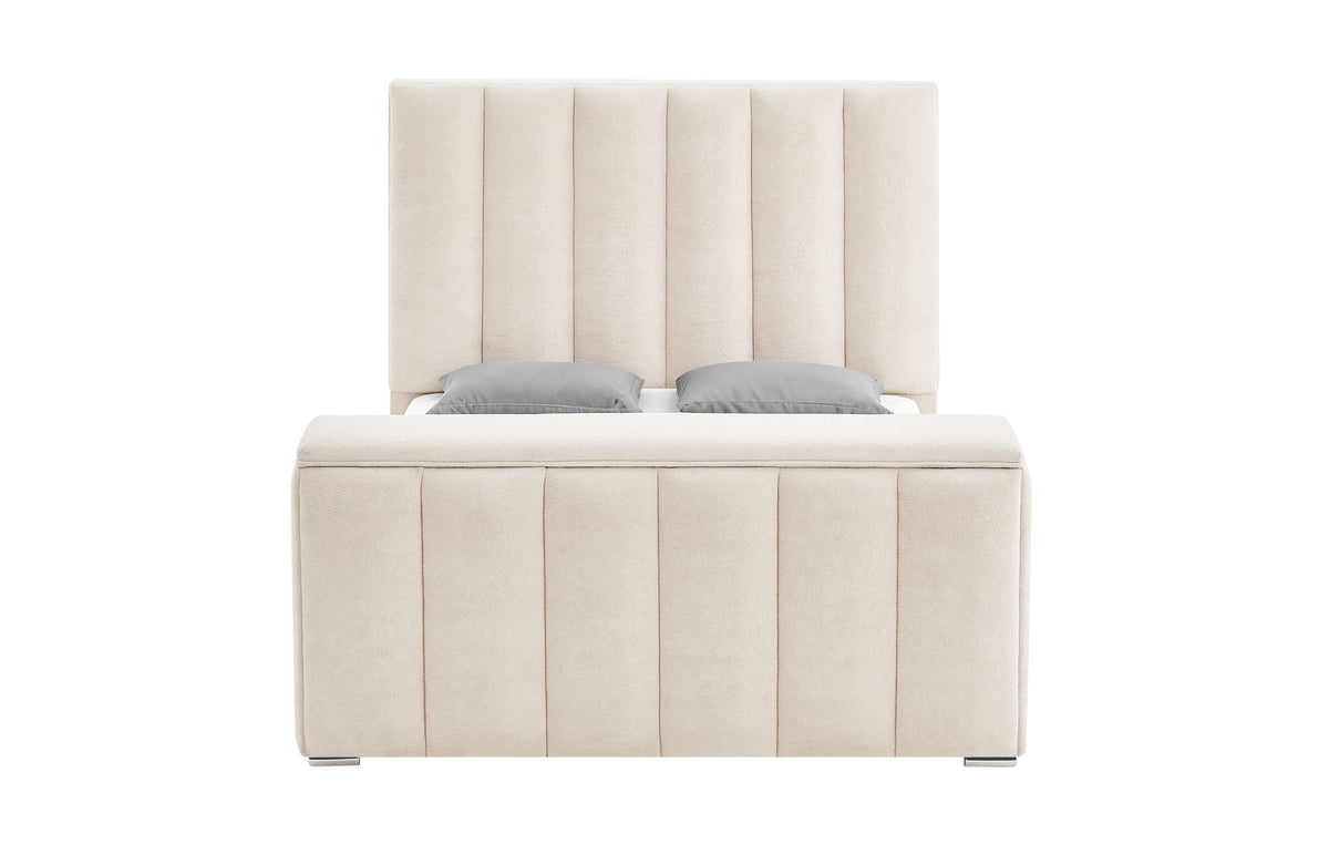 Serenity - King Bed With Speaker, TV Lift, Fireplace - Cream