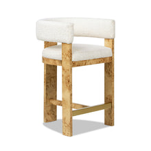 Load image into Gallery viewer, Vavona - Burl Upholstered Barrel Back Counter Height Bar Stool - Polar Off White
