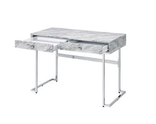 Load image into Gallery viewer, Tigress - Printed Faux Marble Top Writing Desk - White