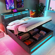 Load image into Gallery viewer, Upholstered Platform Bed With A Hydraulic Storage System, LED And USB Charging (Without Mattress)
