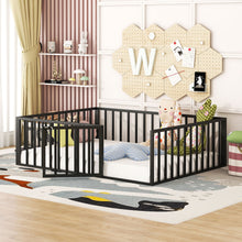 Load image into Gallery viewer, Metal Floor Bed Frame With Fence And Door