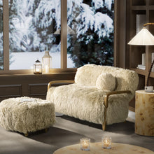 Load image into Gallery viewer, Enchante - New Zealand Sheepskin Rectangular Accent Ottoman - Taupe / Natural
