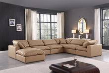 Load image into Gallery viewer, Comfy - 7 Piece Faux Leather Modular Sectional With Chaise - Tan