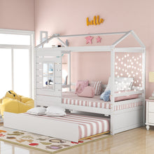 Load image into Gallery viewer, Twin Size Classic House Bed With Twin Size Trundle - White