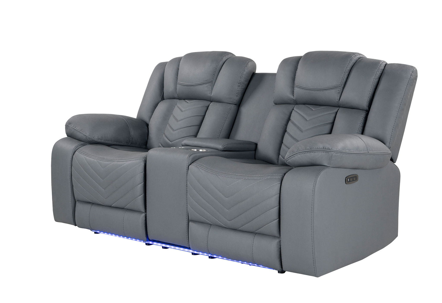 U7069 - 3 Piece Living Room Set (Power Reclining Sofa/Power Console Reclining Loveseat With LED +Immersive Sound/Power Recliner) - Gray