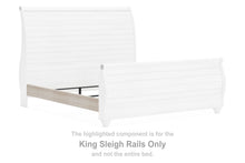 Load image into Gallery viewer, Willowton - King Sleigh Rails with Faux Plank Design - Whitewash
