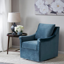 Load image into Gallery viewer, Swivel Chair With Curved Arms And Straight Back - Blue