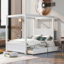 Load image into Gallery viewer, Canopy Platform Bed With Drawers, Support Slats, No Box Spring Needed