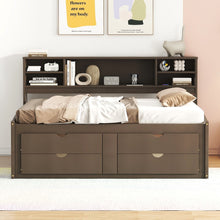 Load image into Gallery viewer, Daybed With 2 Bedside Cabinets, Upper Shelves And 4 Drawers