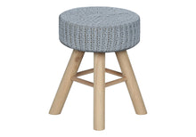 Load image into Gallery viewer, Ottoman, Pouf, Footrest, Foot Stool, Round, Natural Wood Legs, Contemporary, Modern
