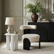 Load image into Gallery viewer, Calder - Linen Textured Fabric Upholstered Accent Chair - Painted Black Base