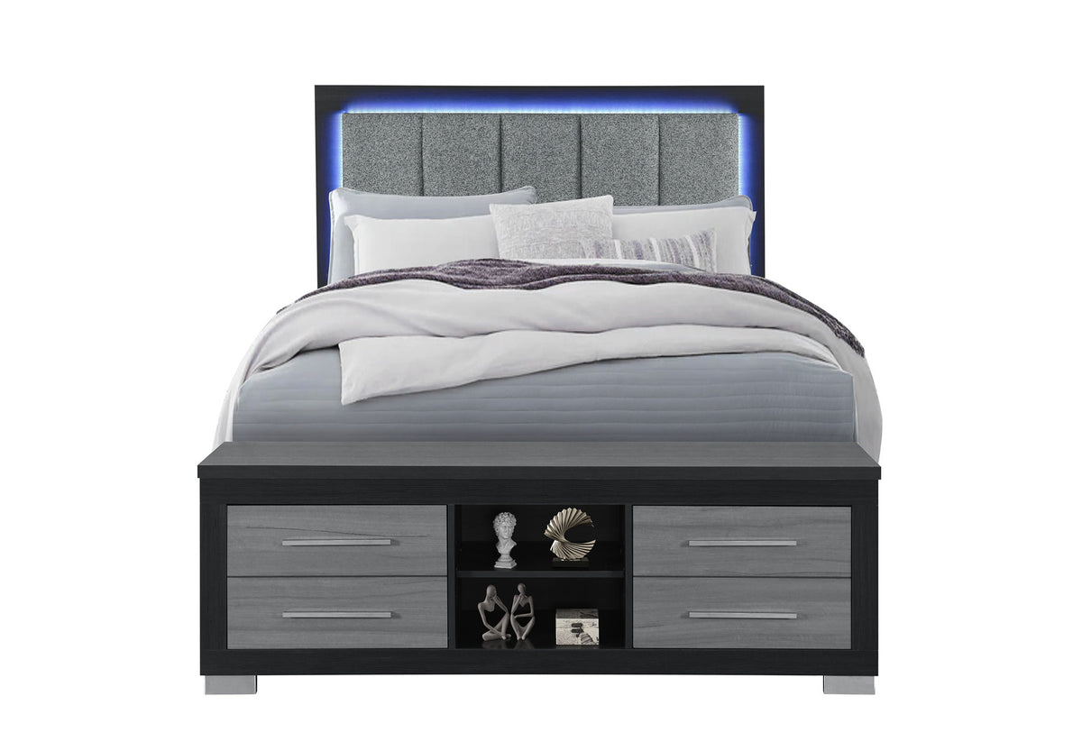 Emma- Queen Bed/King Bed Siderail - Gray / Black