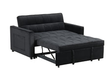 Load image into Gallery viewer, Maeve - Convertible Sleeper Loveseat With Tufting and Side Pocket - Black