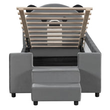 Load image into Gallery viewer, Upholstered Daybed With Bear Shaped Headboard, Hydraulic System And Breathable Fence