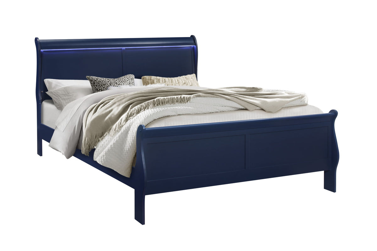 Charlie - King Bed With LED Side Rails - Blue