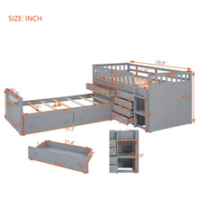 Load image into Gallery viewer, Loft Platform Bed With 7 Drawers And Full Guardrails, Modern L Shaped Space Savin