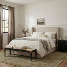 Load image into Gallery viewer, Nara - Linen Textured Fabric Upholstered Bench - Painted Black