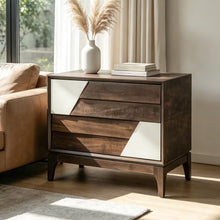 Load image into Gallery viewer, Japandi 2 Drawer Nightstand With Geometric Design