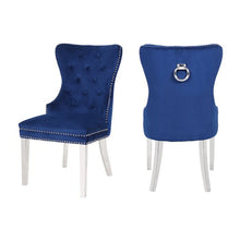 Load image into Gallery viewer, Galaxy Home Erica Stainless Steel Legs Dining Chair (Set of 2) in Blue image