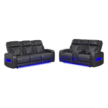Load image into Gallery viewer, U8611 - Power Reclining Sofa With Power Headrest And LED / Power Console Reclining Loveseat With Power Headrest, LED And Speaker - Charcoal