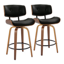 Load image into Gallery viewer, Lombardi - Mid-Century Modern Fixed Height Counter Stool With Swivel With Round Footrest (Set of 2)