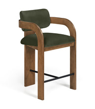 Load image into Gallery viewer, Cedra - Velvet Performance Fabric Upholstered Counter Stool - Brown Frame