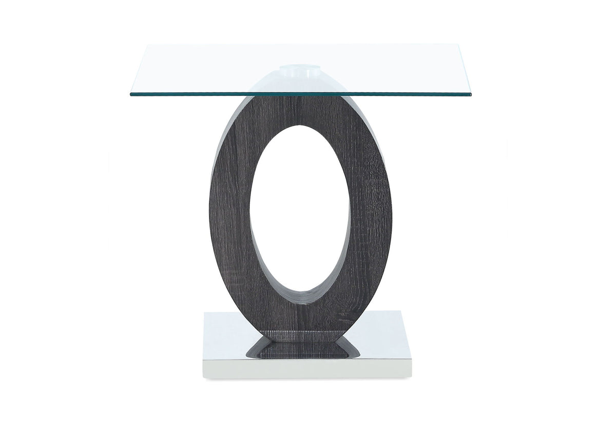 T1628 - End Table Column And Base - Dark Gray / Silver / White
