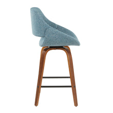 Load image into Gallery viewer, Fabrico - Mid-Century Modern Counter Stool (Set of 2) - Walnut / Blue