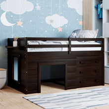 Load image into Gallery viewer, Loft Bed With Cabinet And Shelf