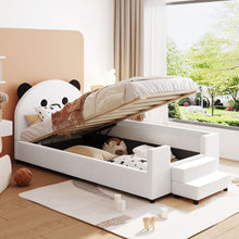 Load image into Gallery viewer, Upholstered Daybed With Bear Shaped Headboard, Hydraulic System And Breathable Fence