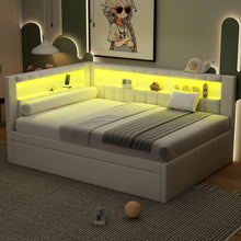 Load image into Gallery viewer, Upholstered Platform Bed With USB Ports And LED Belt