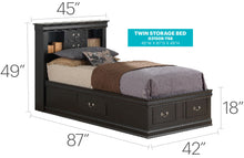 Load image into Gallery viewer, Traditional Style Bookcase Storage Bed