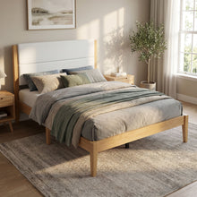 Load image into Gallery viewer, Platform Bed Frame With Upholstered Headboard, Slat Support