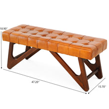 Load image into Gallery viewer, Mia - Bench With Buttons - Brown / Rustic