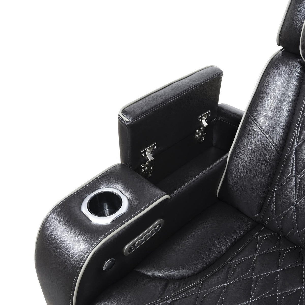 U70 - Power Reclining With Power Headrest, Massage, Heat, Ambient Lighting, Storage Arms / USB - Black