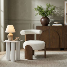 Load image into Gallery viewer, Calder - Linen Textured Fabric Upholstered Accent Chair - Painted Brown Base