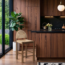 Load image into Gallery viewer, Bohemia - Woven Seagrass Cord And Solid Wood Counter Stool - Beige
