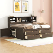 Load image into Gallery viewer, Daybed With 2 Bedside Cabinets, Upper Shelves And 4 Drawers