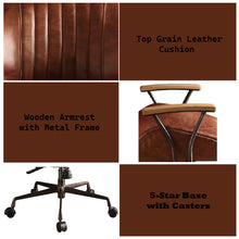 Load image into Gallery viewer, Brancaster - Aluminum Top Grain Leather Office Chair - Coffee
