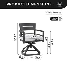 Load image into Gallery viewer, Outdoor Patio Swivel Rocker With Outdoor Grade Sunbrella Fabric Cushions (Set of 2) - Ember Black